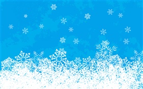 Photos à thème de Noël, flocons de neige, fond bleu