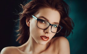 Girl portrait, lunettes, maquillage HD Fonds d'écran