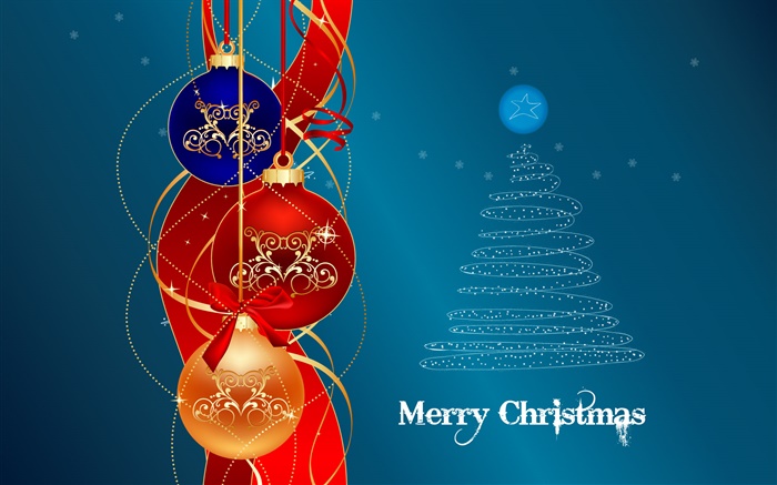 Joyeux Noël, boules, arbre, images d'art Fonds d'écran, image