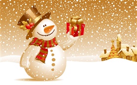 Bonhomme de neige, des cadeaux, le thème de Noël photos HD Fonds d'écran