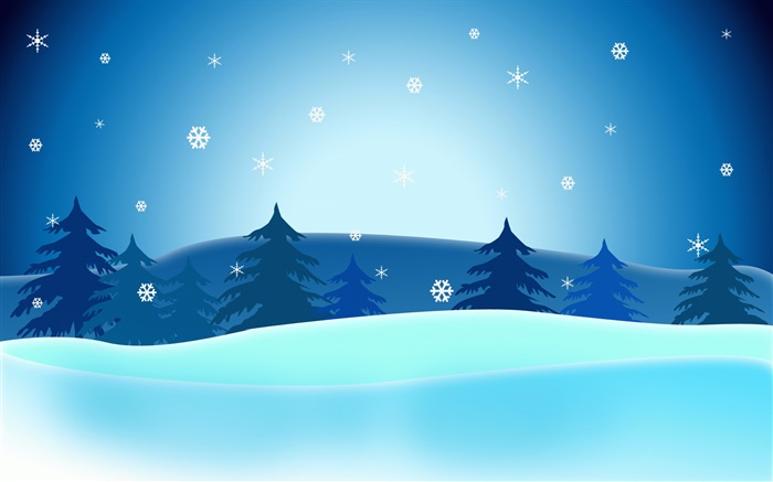 Photos Vecteur de Noël, les arbres, flocons de neige, ciel bleu Fonds d'écran, image