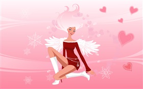 Vector illustration, fille de la mode, ailes, ange HD Fonds d'écran