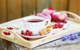 Une tasse de thé, fruits rouges HD Fonds d'écran