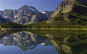 Canada paysage, lac, montagnes, forêts, réflexion de l'eau