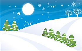 Noël, images vectorielles, l'hiver, la neige, les arbres HD Fonds d'écran