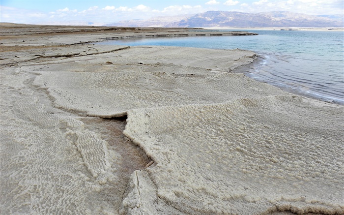 Mer Morte, sur la côte, le sel Fonds d'écran, image