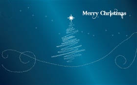 Joyeux Noël, la conception créative, arbre, étoile, fond bleu HD Fonds d'écran
