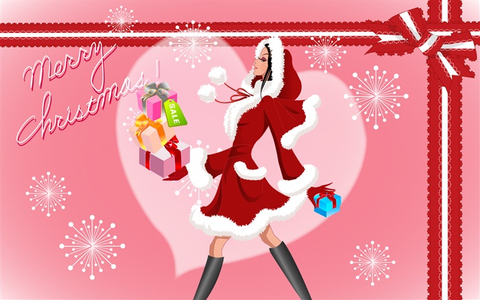 Joyeux Noël, vecteur fashion girl, cadeaux Fonds d'écran, image