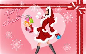 Joyeux Noël, vecteur fashion girl, cadeaux