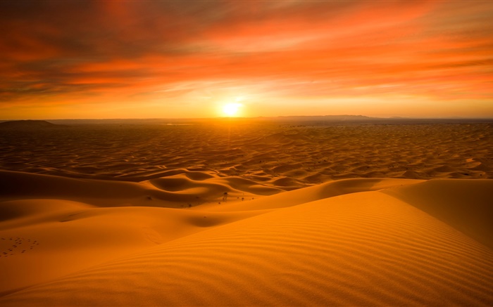 Maroc, le désert du Sahara, le sable, coucher de soleil Fonds d'écran, image