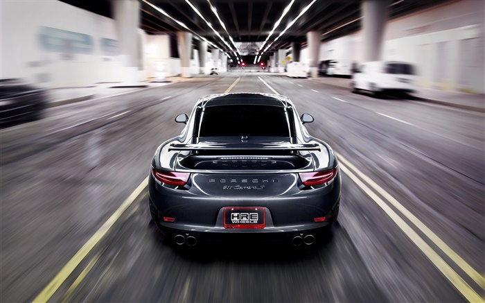 Gris voiture, la vitesse, le flou de Porsche 911 Carrera Fonds d'écran, image