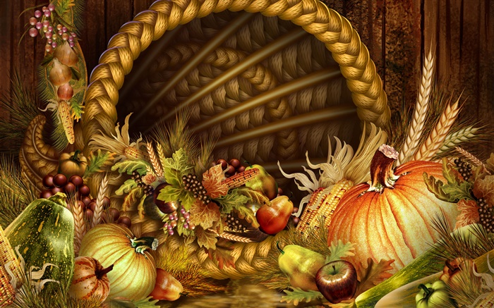 Thanksgiving thème, légumes et fruits Fonds d'écran, image