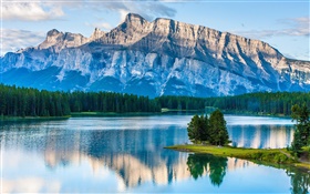 Two Jack Lake, Parc national Banff, Alberta, Canada, montagnes, arbres HD Fonds d'écran
