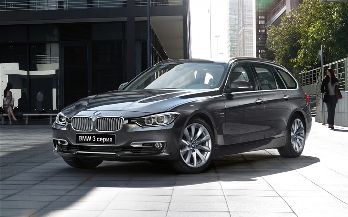 2015 BMW série 3 voiture grise vue de face Fonds d'écran, image