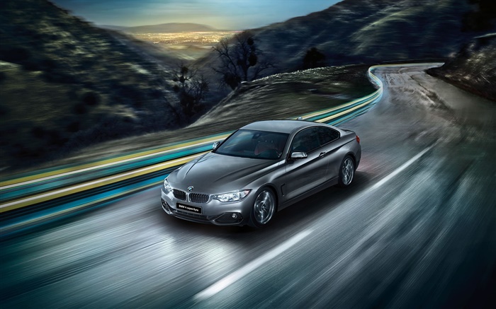 2015 BMW 4 Car Series F32 vitesse, route, lumières Fonds d'écran, image