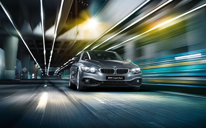 2015 BMW série 4 voiture F32 d'argent, à haute vitesse, la lumière Fonds d'écran, image