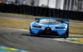 2015 Bugatti Vision Gran Turismo supercar bleue vue de face