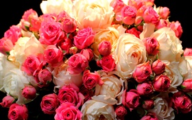 Bouquet fleurs rose, rouge et blanc