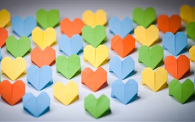 origami coloré, coeurs d'amour, papier