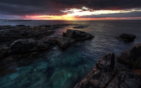 Donegal, en Irlande, en mer, la côte, à l'aube, le lever du soleil, nuages HD Fonds d'écran