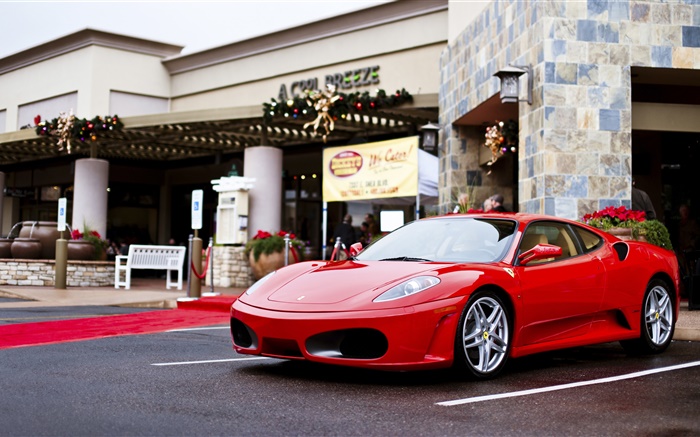 Ferrari F430 supercar rouge, rue Fonds d'écran, image