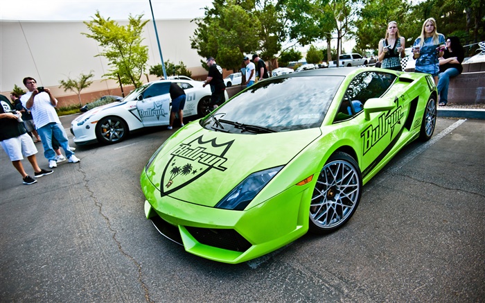 Lamborghini Gallardo supercar verte vue de face Fonds d'écran, image