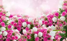 Beaucoup fleurs rose, rose et blanc HD Fonds d'écran
