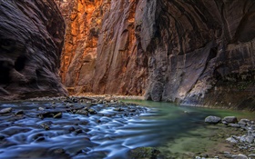 Rivière, Grotte, Canyon, pierres HD Fonds d'écran