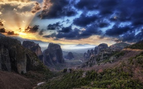 Coucher de soleil, nuages, montagnes, canyon HD Fonds d'écran