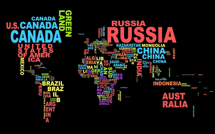 Carte du monde, pays, texte, conception créative Fonds d'écran, image