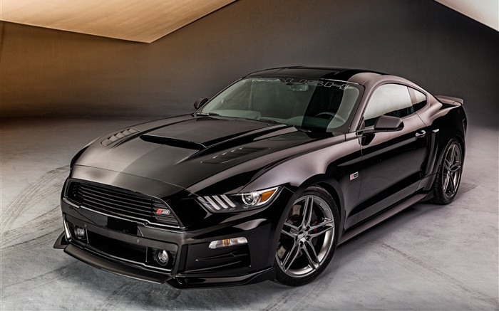 2015 Ford Mustang voiture noire vue de face Fonds d'écran, image