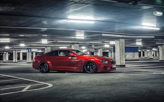 BMW M6 voiture de couleur rouge au parking Fonds d'écran, image