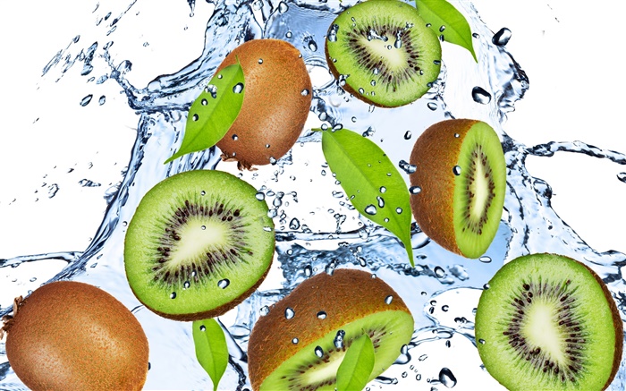 Kiwi, fruits, des gouttes d'eau Fonds d'écran, image