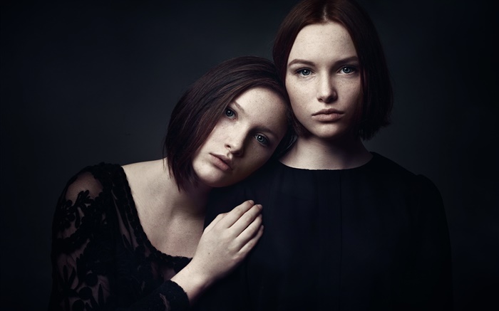 Deux jeunes filles, portrait, taches de rousseur Fonds d'écran, image