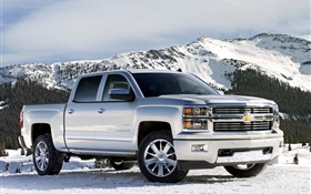 Chevrolet jeep, camionnette, neige, montagnes