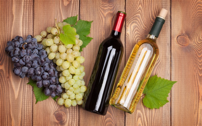 Les boissons, le vin, les raisins, les bouteilles Fonds d'écran, image