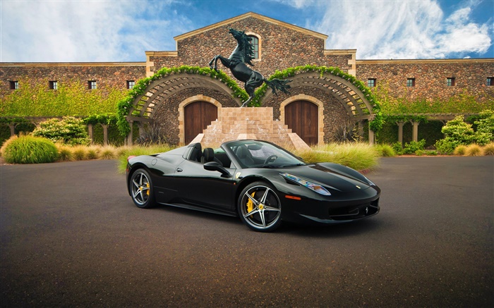 Ferrari supercar noir, maison Fonds d'écran, image