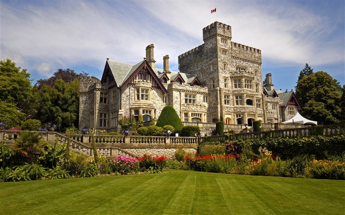 Château Hatley, Canada, maison, parc, fleurs, pelouse Fonds d'écran, image