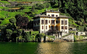 Italie, Lac de Côme, maison, villa, terrain en pente HD Fonds d'écran