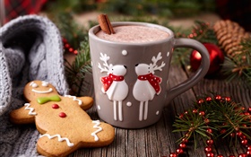 Joyeux Noël, décoration, biscuits, café HD Fonds d'écran