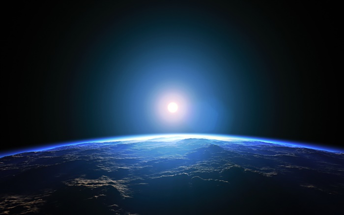 Planète, espace, lumière, bleu Fonds d'écran, image