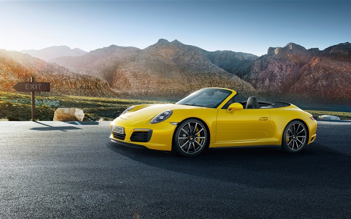 Porsche 911 supercar Carrera jaune Fonds d'écran, image