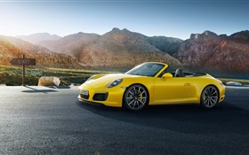 Porsche 911 supercar Carrera jaune HD Fonds d'écran