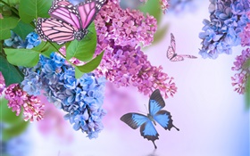 Fleurs, lilas, papillon HD Fonds d'écran