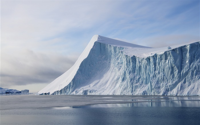 Mer, glace glacier, froid, nuages Fonds d'écran, image
