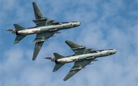 Su-22 Fighter, bombardier, avion, ciel HD Fonds d'écran
