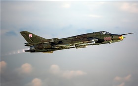 Su-22 combattant, bombardier, volant dans le ciel HD Fonds d'écran
