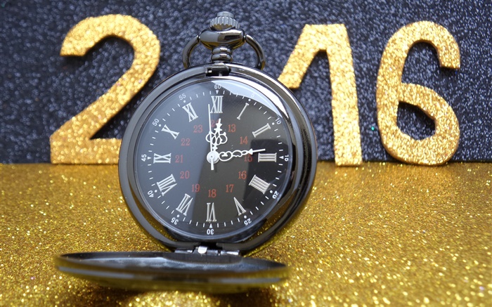 2016 Happy New Year, des paillettes d'or, montre Fonds d'écran, image