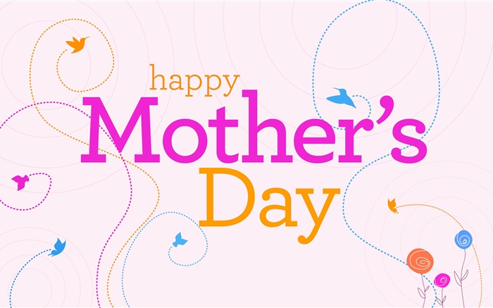 Happy Mothers Day, vecteur photos, des fleurs, des oiseaux Fonds d'écran, image