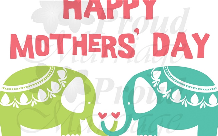 Jour de mères heureux, souhaits, éléphant, art Fonds d'écran, image